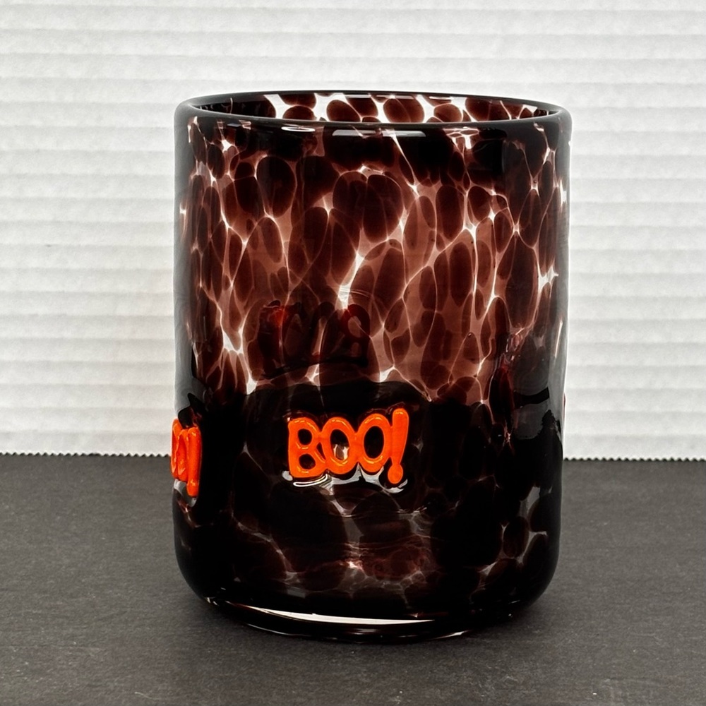 NEW Anthropologie Mystic Confetti juice glass BOO Icon Halloween Hand Blown